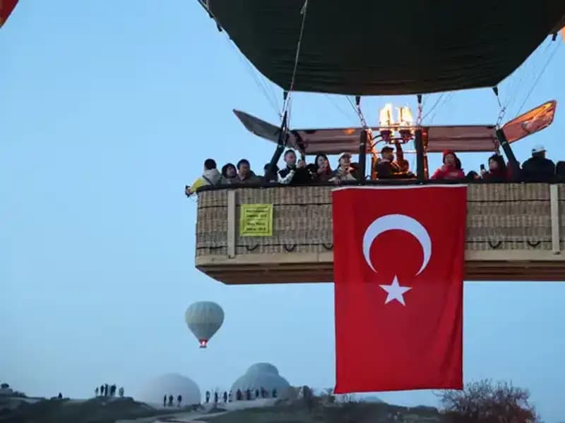 Kapadokya'da 23 Nisan Coşkusu: Bayraklarla Dolu Balonlar Gökyüzünde