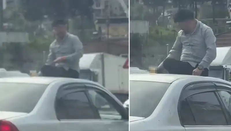 Trafikte Şok Eden Olay: Otomobil Üzerinde Eğlence Anları!